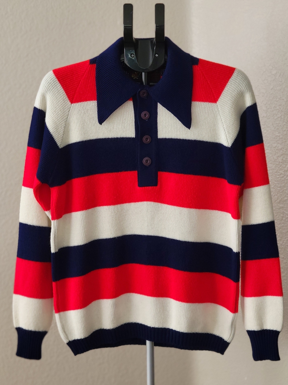 VTG 70s Jersild Striped Rugby Polo Knit Sweater Small
